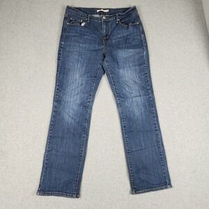 Levi's 505 Straight Jeans Womens 10 Blue Denim Whiskering‎ Mid Rise Medium Wash